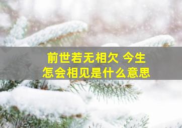 前世若无相欠 今生怎会相见是什么意思